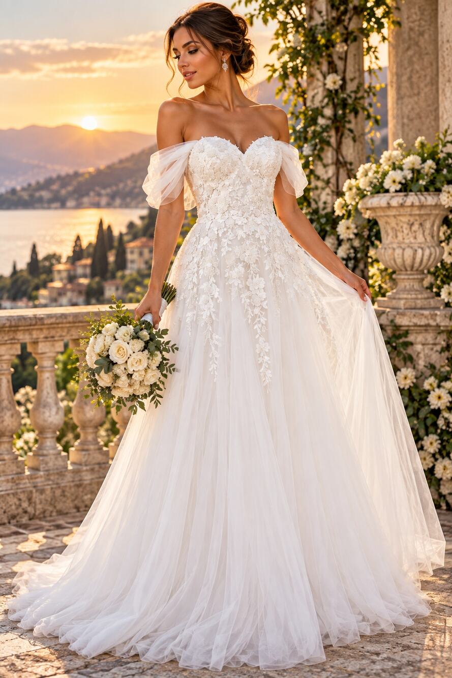 Lulus Wedding Blissfully Romantic White Tulle Off-The-Shoulder Maxi Dress XL